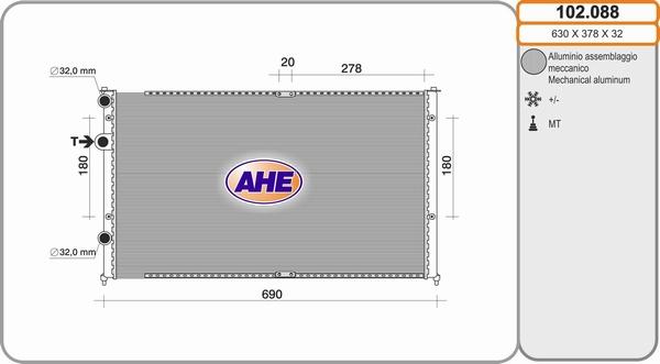 AHE 102.088 - Радіатор, охолодження двигуна avtolavka.club