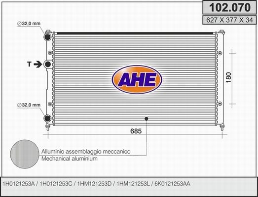 AHE 102.070 - Радіатор, охолодження двигуна avtolavka.club