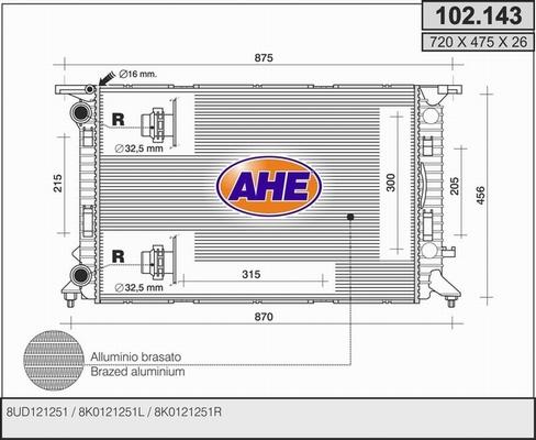 AHE 102.143 - Радіатор, охолодження двигуна avtolavka.club