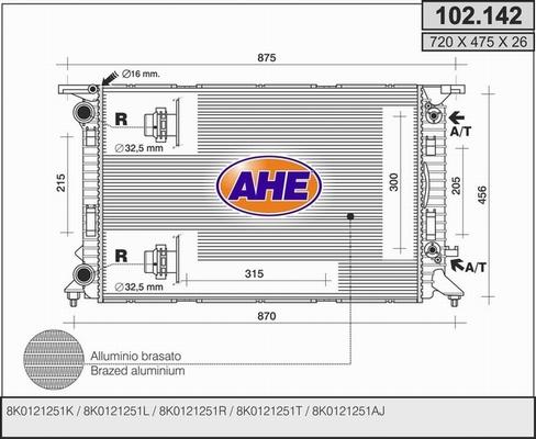 AHE 102.142 - Радіатор, охолодження двигуна avtolavka.club