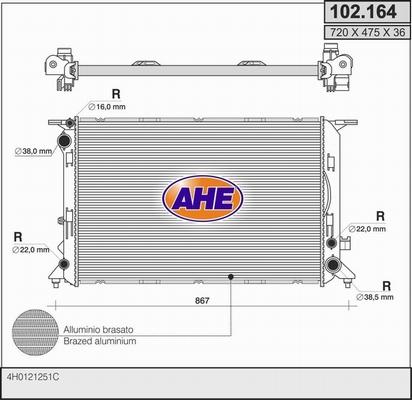 AHE 102.164 - Радіатор, охолодження двигуна avtolavka.club