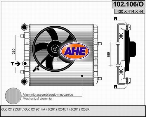 AHE 102.106/O - Радіатор, охолодження двигуна avtolavka.club