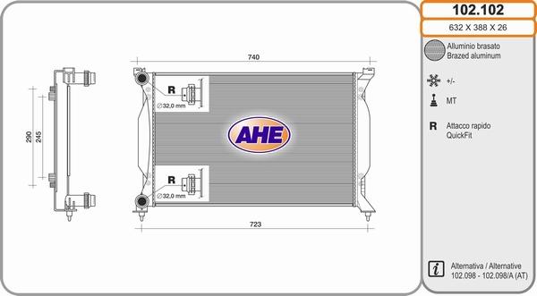 AHE 102.102 - Радіатор, охолодження двигуна avtolavka.club