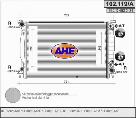 AHE 102.119/A - Радіатор, охолодження двигуна avtolavka.club