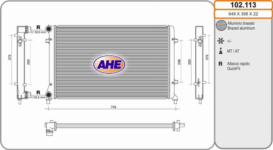 AHE 102.113 - Радіатор, охолодження двигуна avtolavka.club