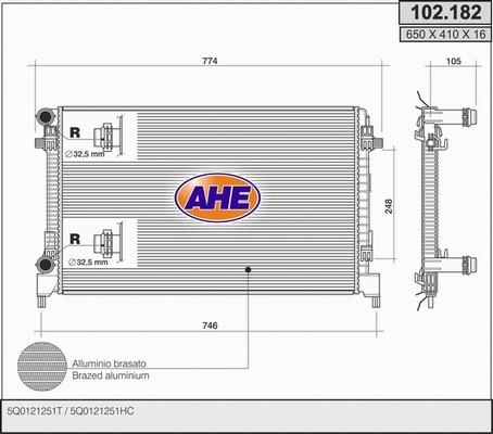 AHE 102.182 - Радіатор, охолодження двигуна avtolavka.club