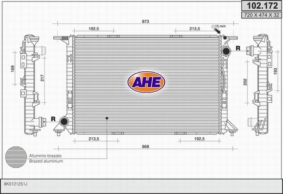 AHE 102.172 - Радіатор, охолодження двигуна avtolavka.club