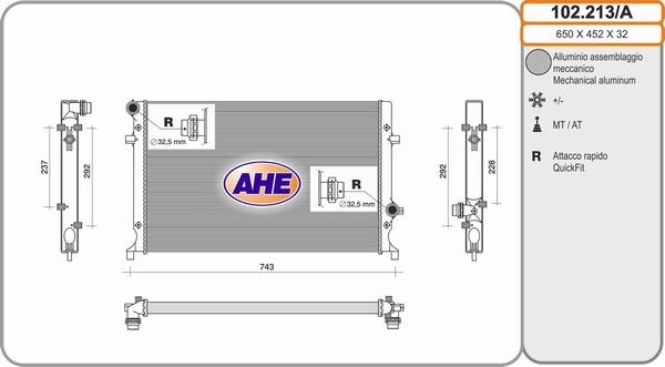 AHE 102.213/A - Радіатор, охолодження двигуна avtolavka.club