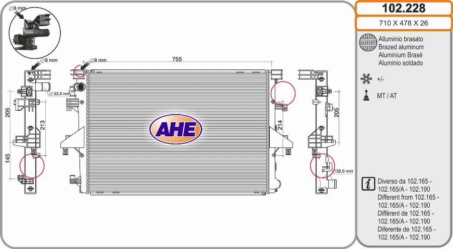 AHE 102.228 - Радіатор, охолодження двигуна avtolavka.club