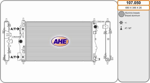 AHE 107.050 - Радіатор, охолодження двигуна avtolavka.club