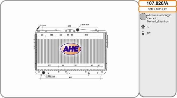 AHE 107.026/A - Радіатор, охолодження двигуна avtolavka.club