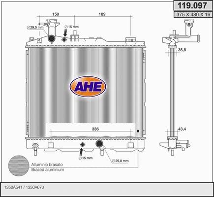 AHE 119.097 - Радіатор, охолодження двигуна avtolavka.club