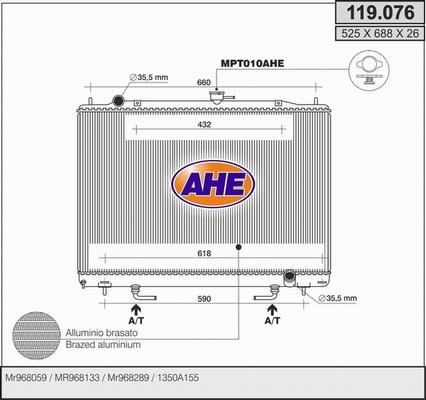 AHE 119.076 - Радіатор, охолодження двигуна avtolavka.club