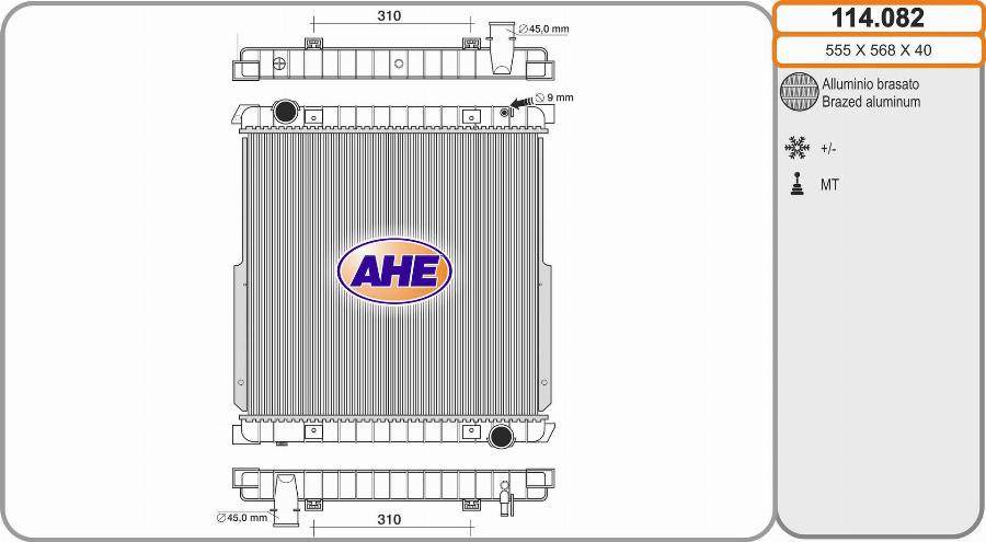 AHE 114.082 - Радіатор, охолодження двигуна avtolavka.club