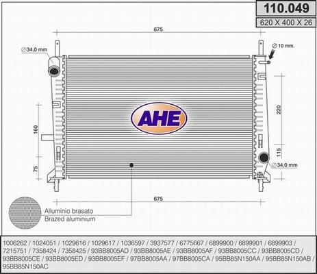 AHE 110.049 - Радіатор, охолодження двигуна avtolavka.club