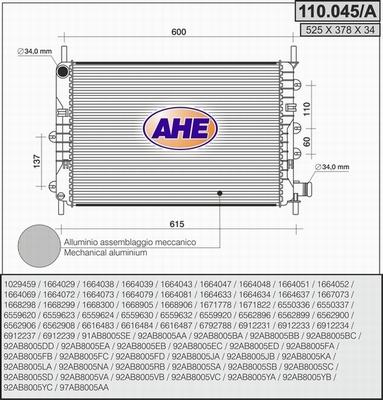 AHE 110.045/A - Радіатор, охолодження двигуна avtolavka.club