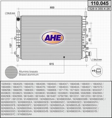 AHE 110.045 - Радіатор, охолодження двигуна avtolavka.club