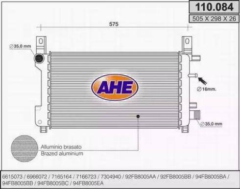 AHE 110.084 - Радіатор, охолодження двигуна avtolavka.club