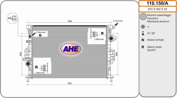 AHE 110.150/A - Радіатор, охолодження двигуна avtolavka.club