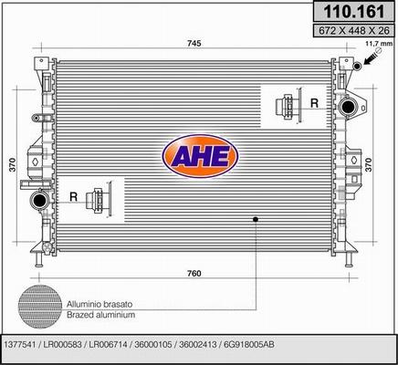 AHE 110.161 - Радіатор, охолодження двигуна avtolavka.club