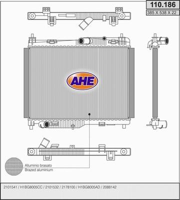 AHE 110.186 - Радіатор, охолодження двигуна avtolavka.club
