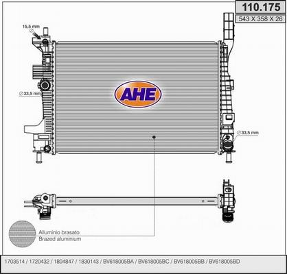 AHE 110.175 - Радіатор, охолодження двигуна avtolavka.club