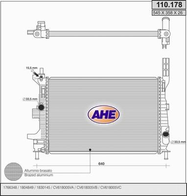 AHE 110.178 - Радіатор, охолодження двигуна avtolavka.club