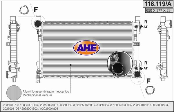 AHE 118.119/A - Радіатор, охолодження двигуна avtolavka.club