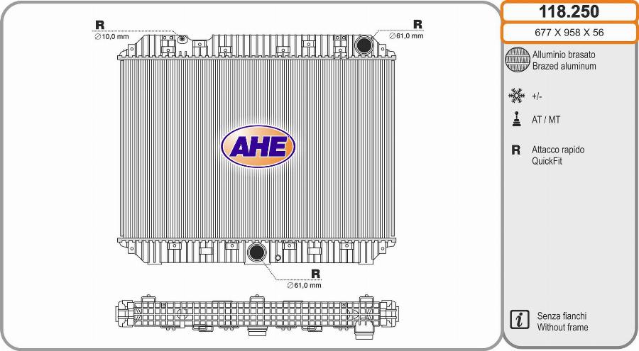 AHE 118.250 - Радіатор, охолодження двигуна avtolavka.club