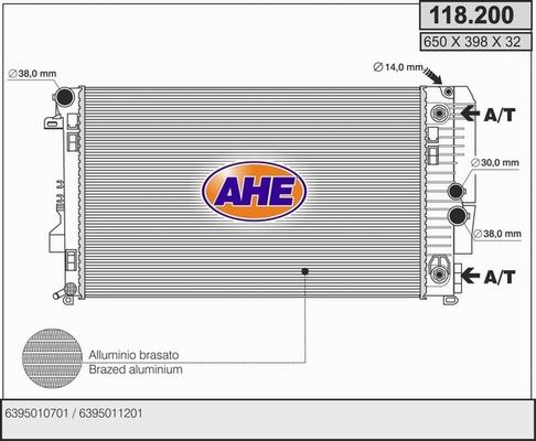 AHE 118.200 - Радіатор, охолодження двигуна avtolavka.club