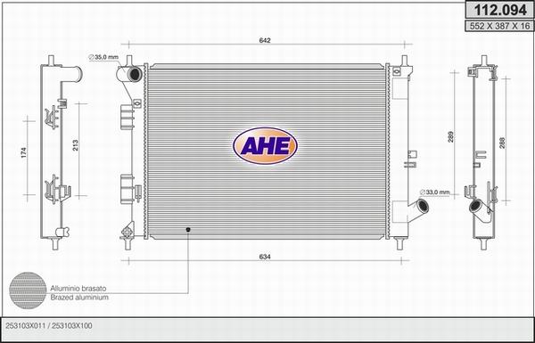 AHE 112.094 - Радіатор, охолодження двигуна avtolavka.club