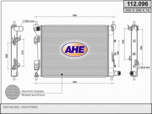 AHE 112.096 - Радіатор, охолодження двигуна avtolavka.club