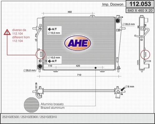 AHE 112.053 - Радіатор, охолодження двигуна avtolavka.club