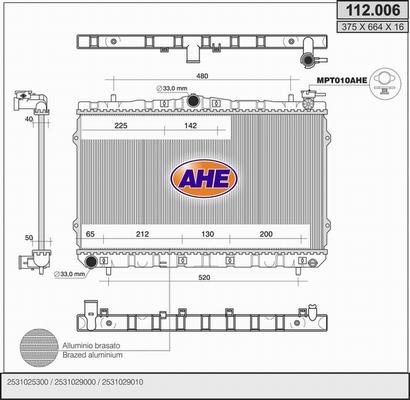 AHE 112.006 - Радіатор, охолодження двигуна avtolavka.club