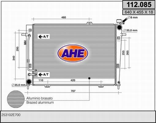 AHE 112.085 - Радіатор, охолодження двигуна avtolavka.club