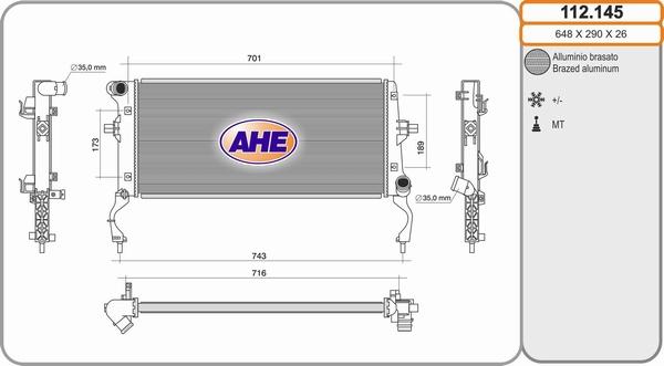 AHE 112.145 - Радіатор, охолодження двигуна avtolavka.club