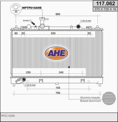 AHE 117.062 - Радіатор, охолодження двигуна avtolavka.club