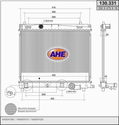 AHE 130.331 - Радіатор, охолодження двигуна avtolavka.club