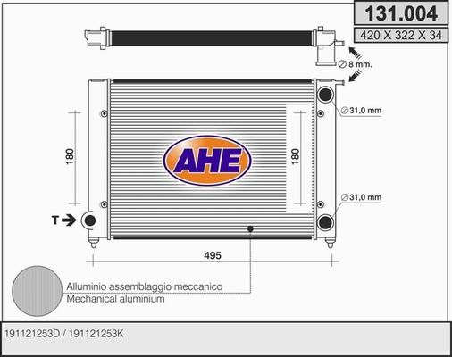 AHE 131.004 - Радіатор, охолодження двигуна avtolavka.club