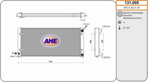 AHE 131.005 - Радіатор, охолодження двигуна avtolavka.club