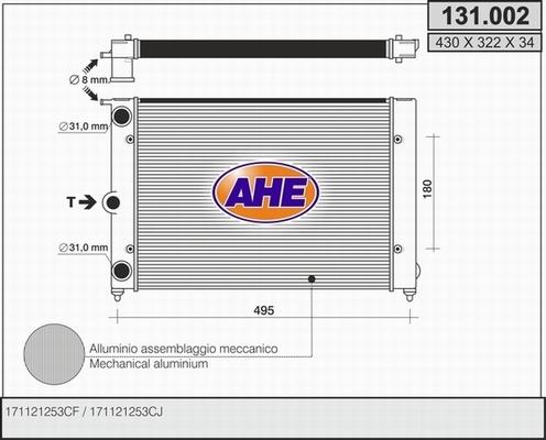 AHE 131.002 - Радіатор, охолодження двигуна avtolavka.club