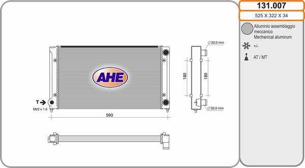 AHE 131.007 - Радіатор, охолодження двигуна avtolavka.club