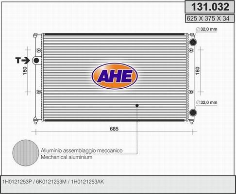 AHE 131.032 - Радіатор, охолодження двигуна avtolavka.club