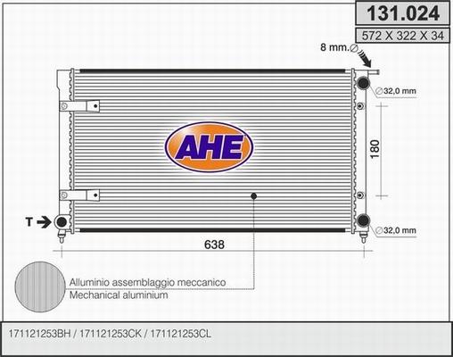 AHE 131.024 - Радіатор, охолодження двигуна avtolavka.club