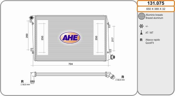 AHE 131.075 - Радіатор, охолодження двигуна avtolavka.club