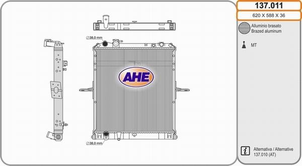 AHE 137.011 - Радіатор, охолодження двигуна avtolavka.club