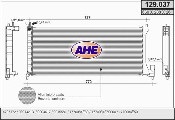 AHE 129.037 - Радіатор, охолодження двигуна avtolavka.club