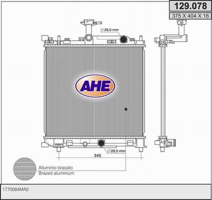 AHE 129.078 - Радіатор, охолодження двигуна avtolavka.club
