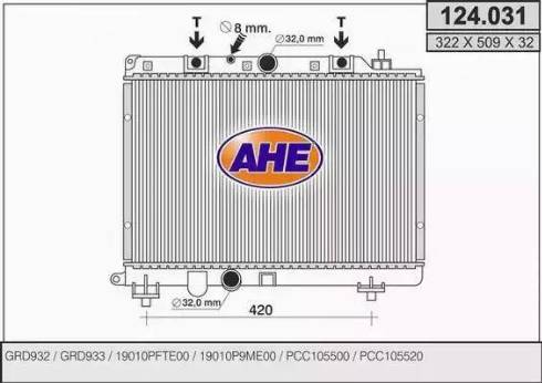 AHE 124.031 - Радіатор, охолодження двигуна avtolavka.club