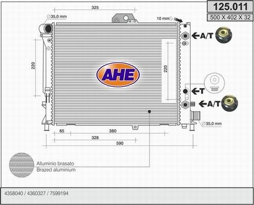 AHE 125.011 - Радіатор, охолодження двигуна avtolavka.club